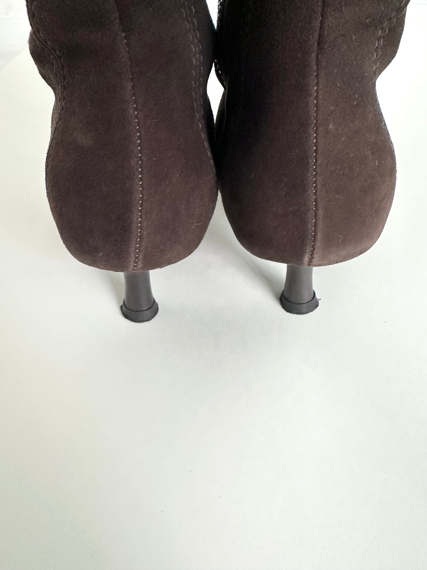 Chanel Brown Suede Logo Boots 34.5