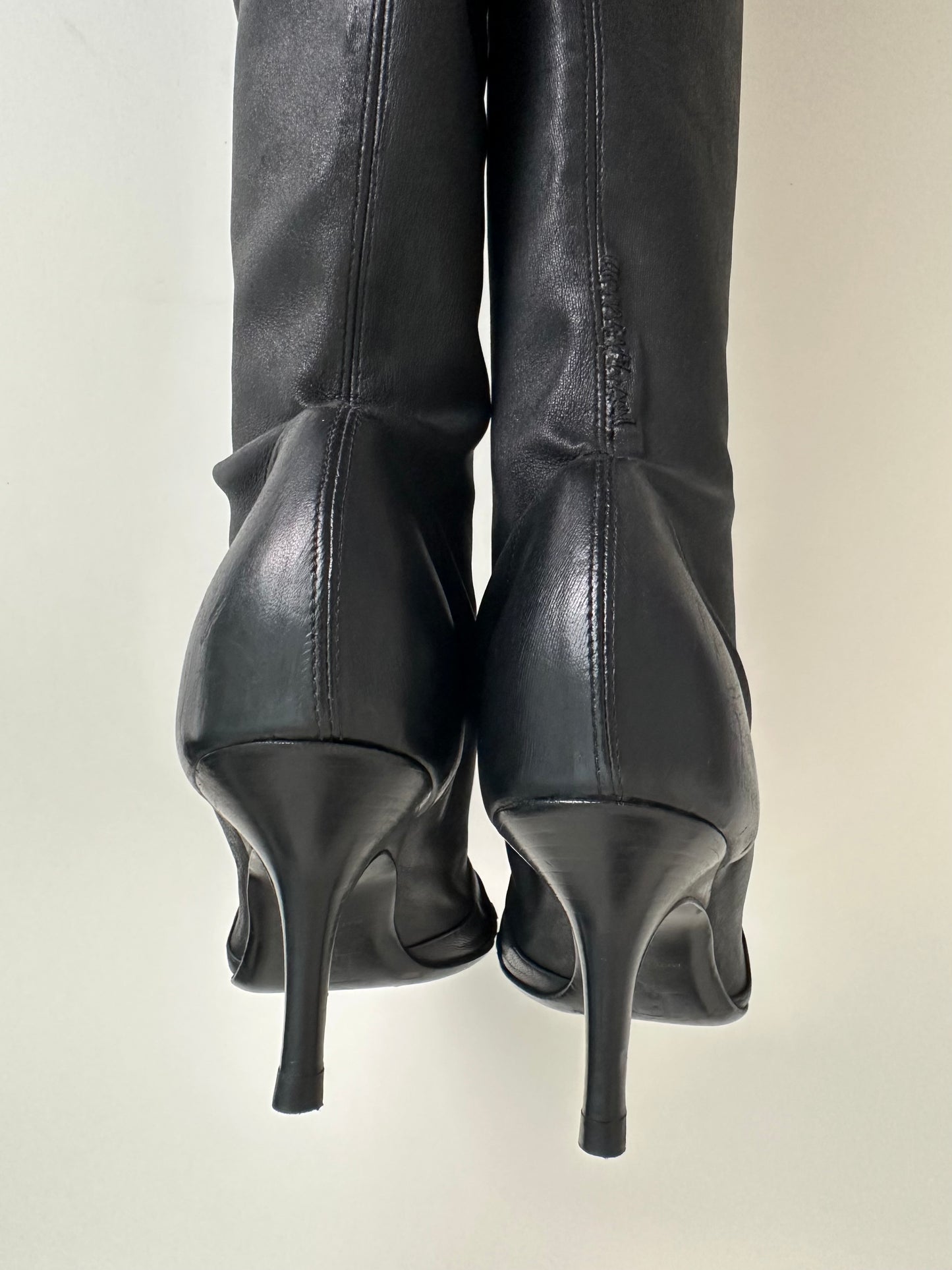 Dior Black Leather Sock Boots 36