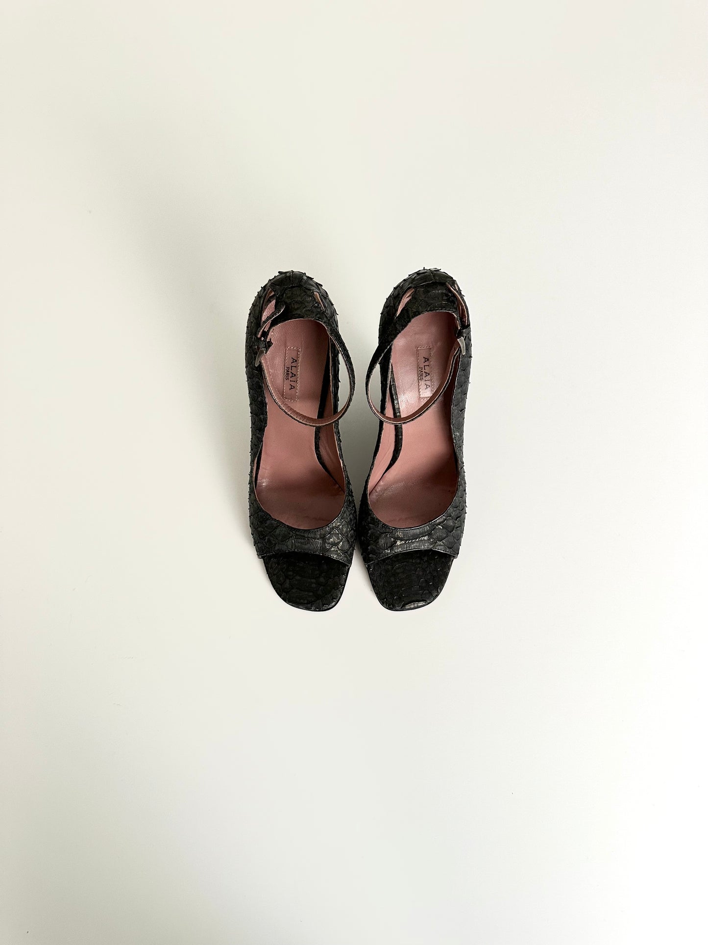 Alaïa Black Python Wedges 38
