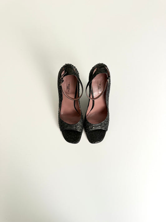 Alaïa Black Python Wedges 38