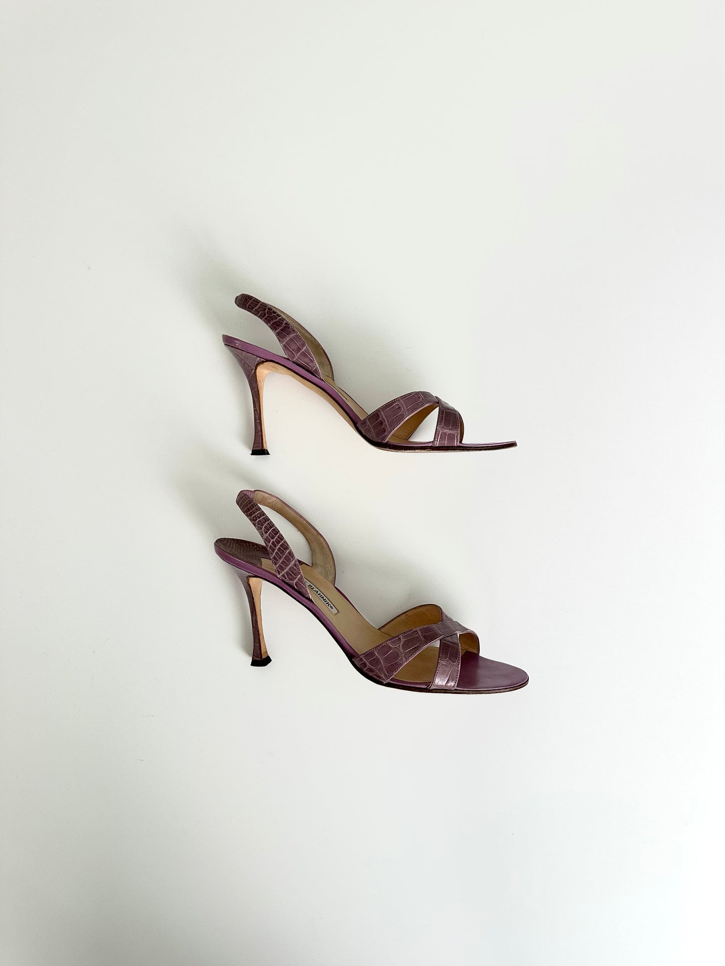 Manolo Blahnik Purple Croc Callasli Slingback 41