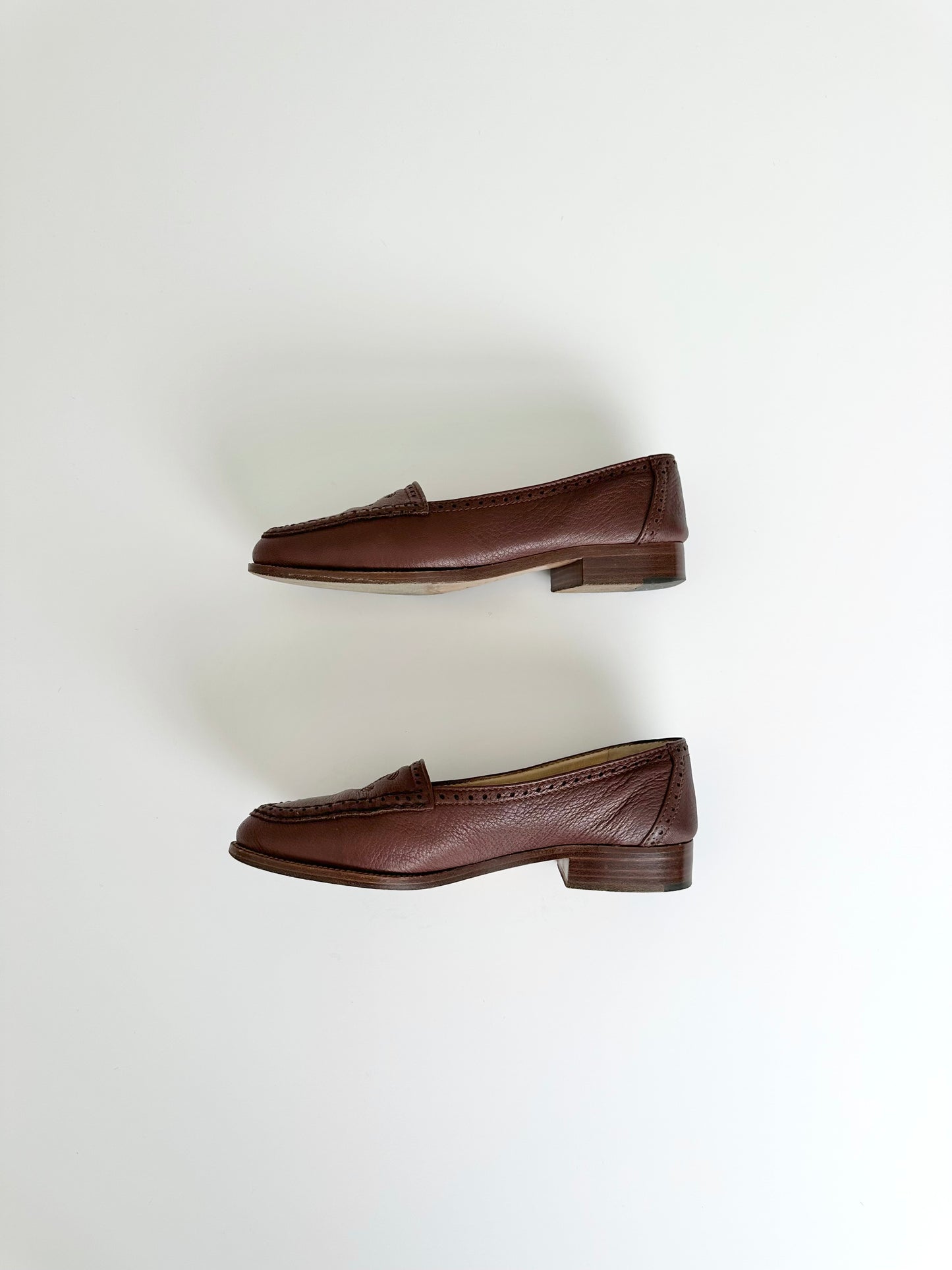 Chanel Brown Leather Loafers 35.5
