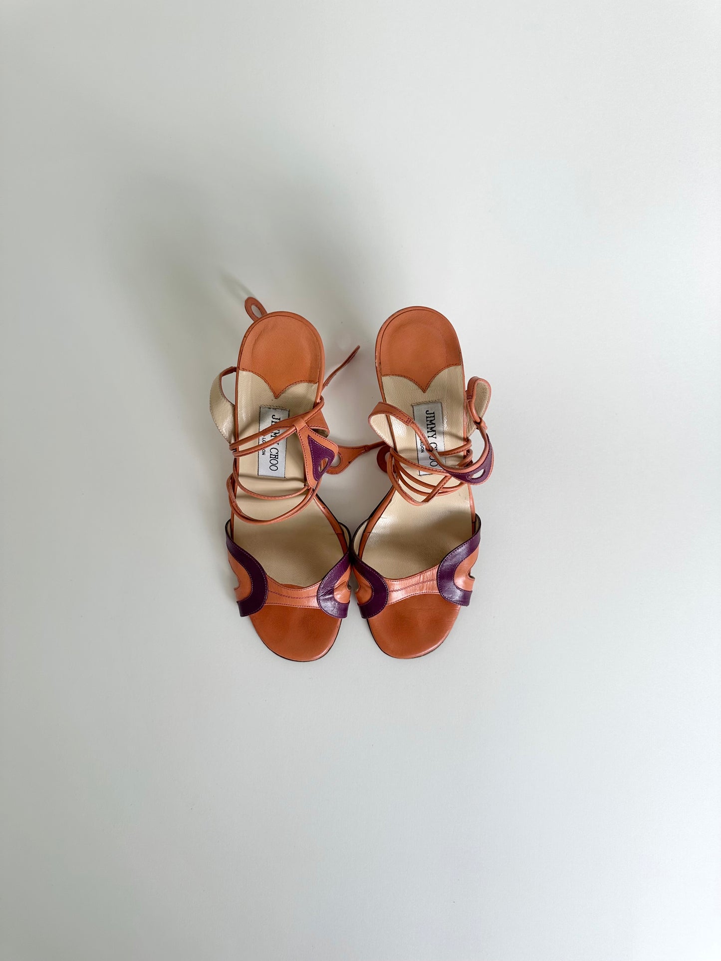 Jimmy Choo Orange Tie Up Sandals 38