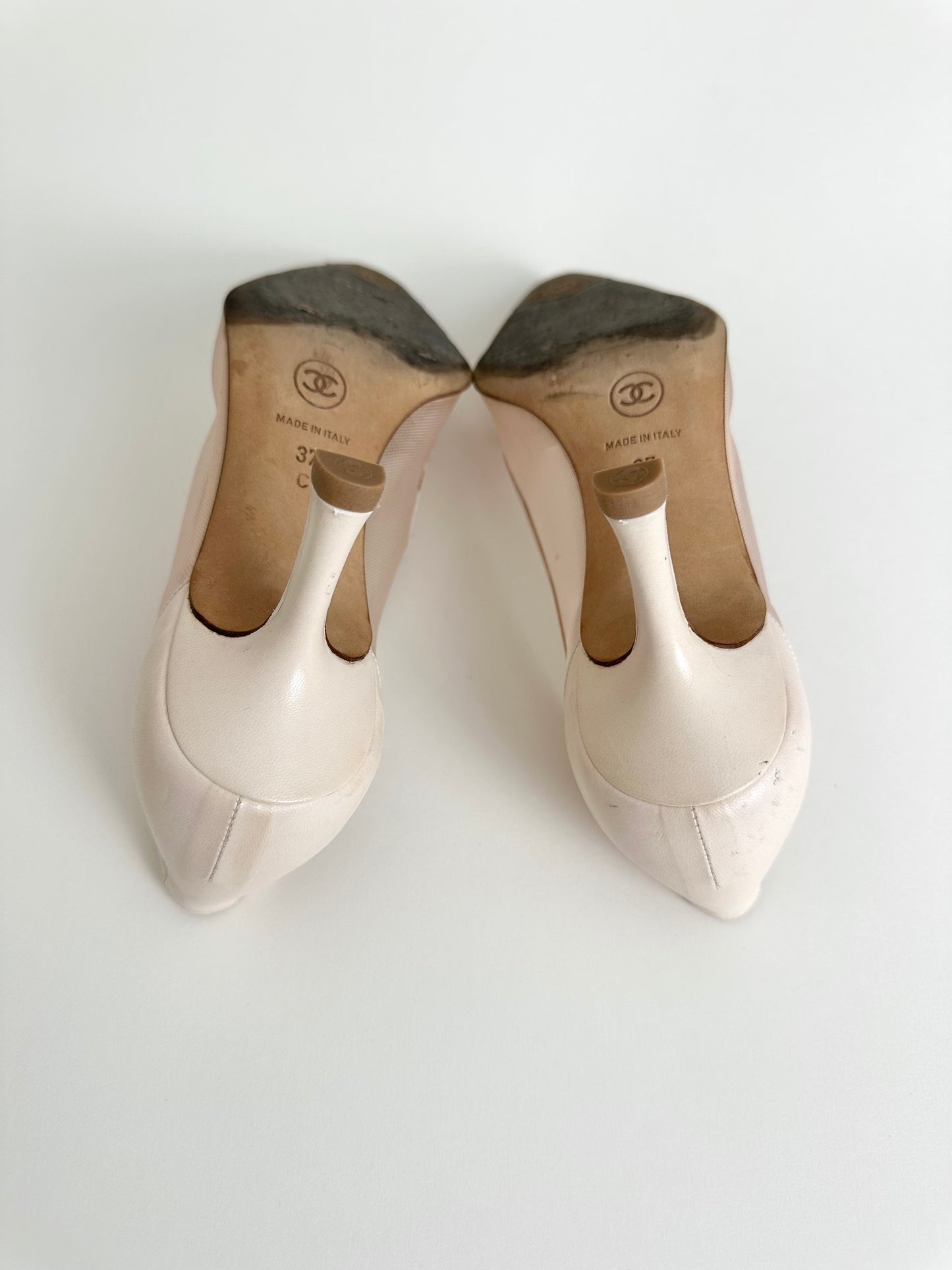 Chanel Light Pink Mesh Pumps 37