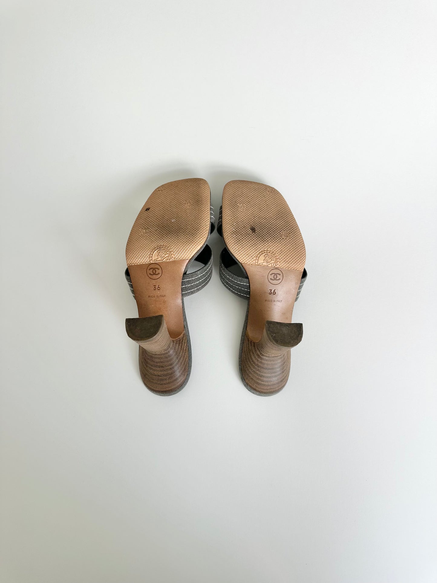 Chanel Denim Logo Sandals 36