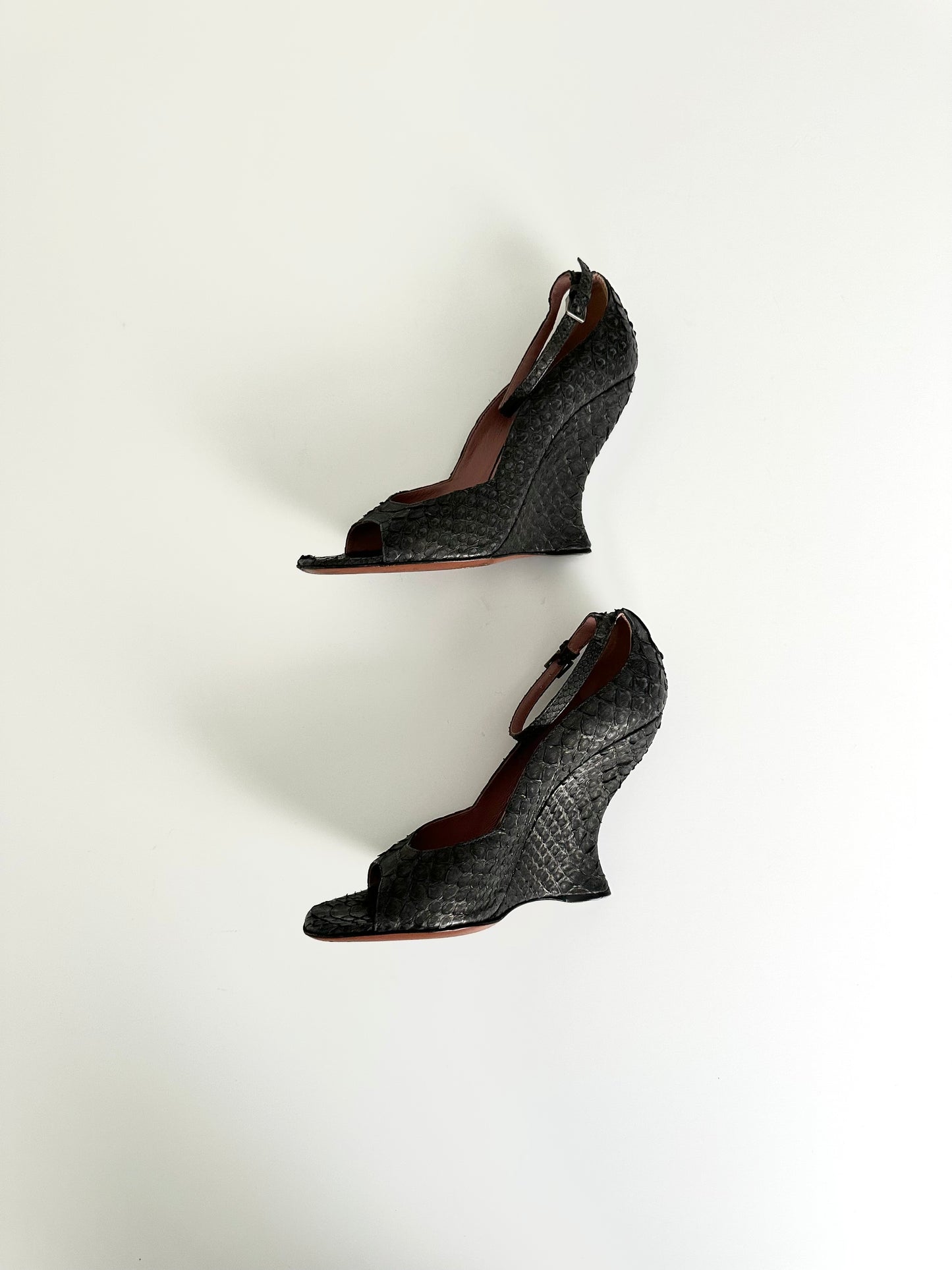 Alaïa Black Python Wedges 38