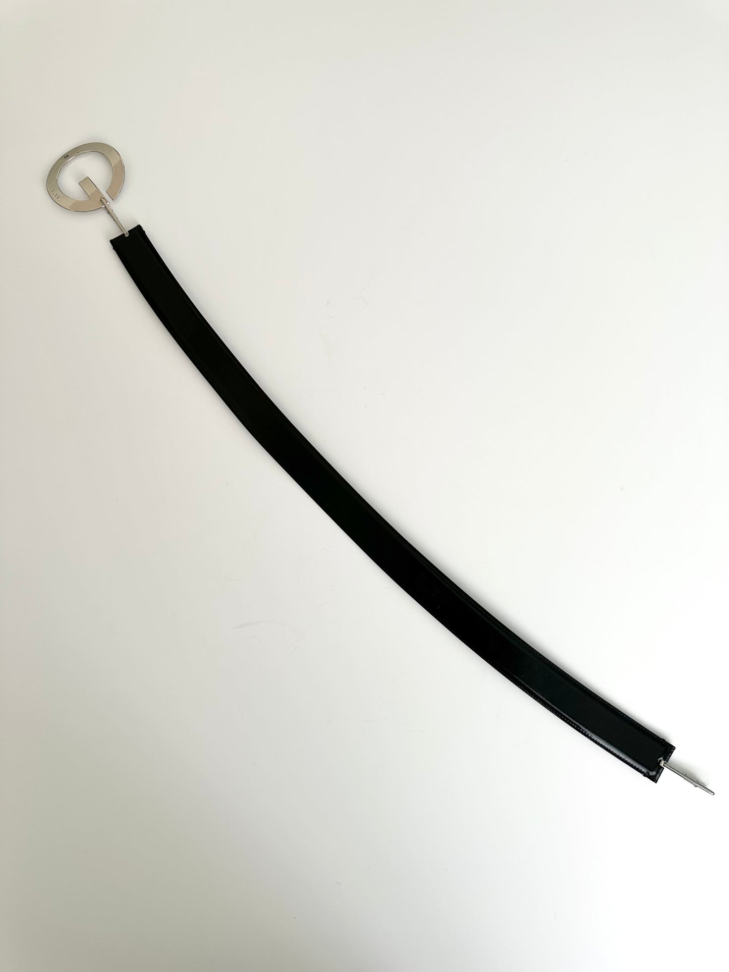 Gucci 1996 Black Leather Big G Belt 85
