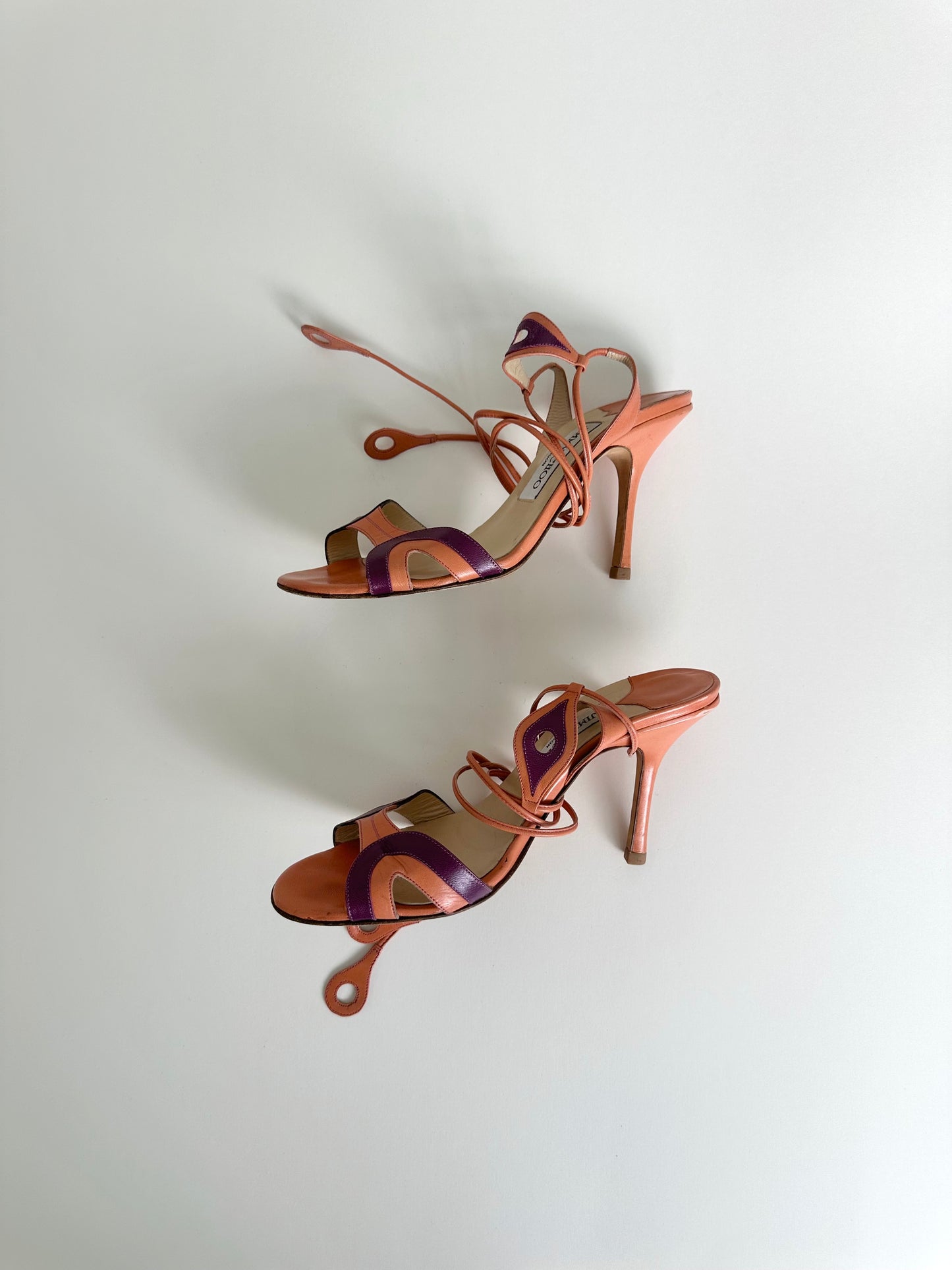 Jimmy Choo Orange Tie Up Sandals 38