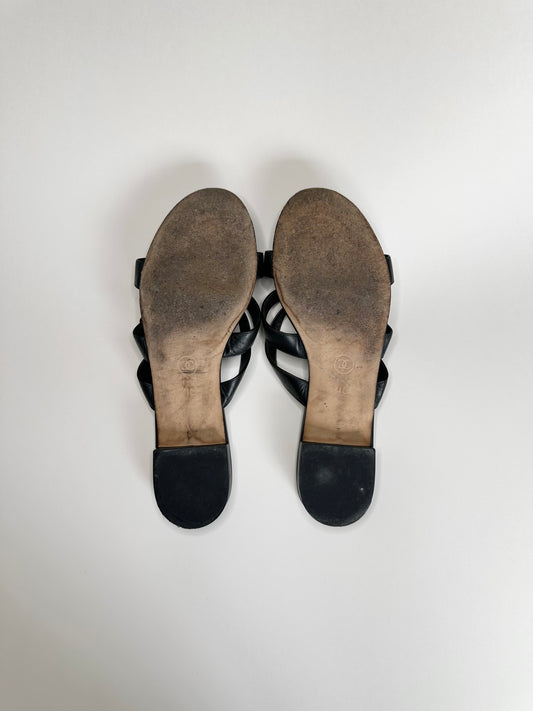 Chanel Black Turnlock Sandals 41