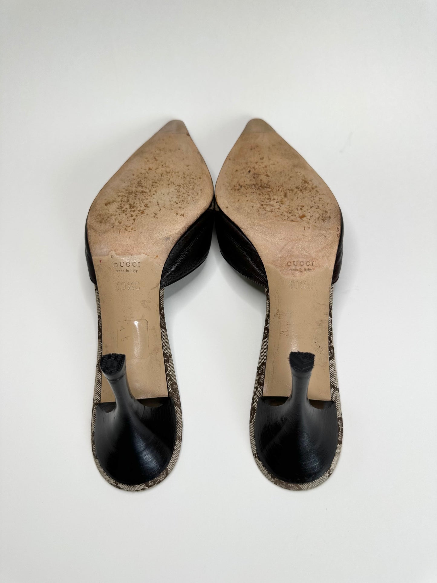 Gucci Monogram Brown Mules 40.5