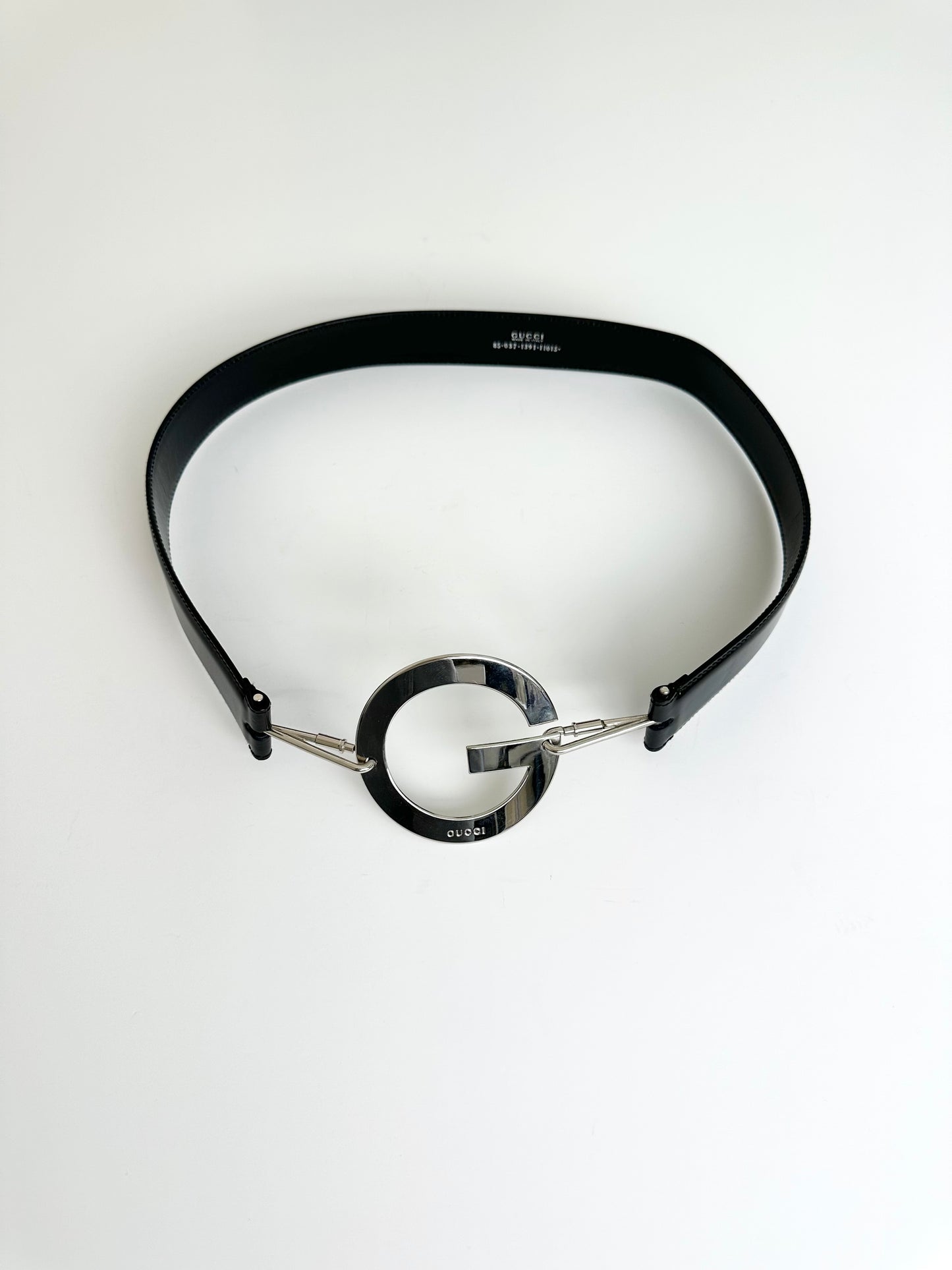 Gucci 1996 Black Leather Big G Belt 85
