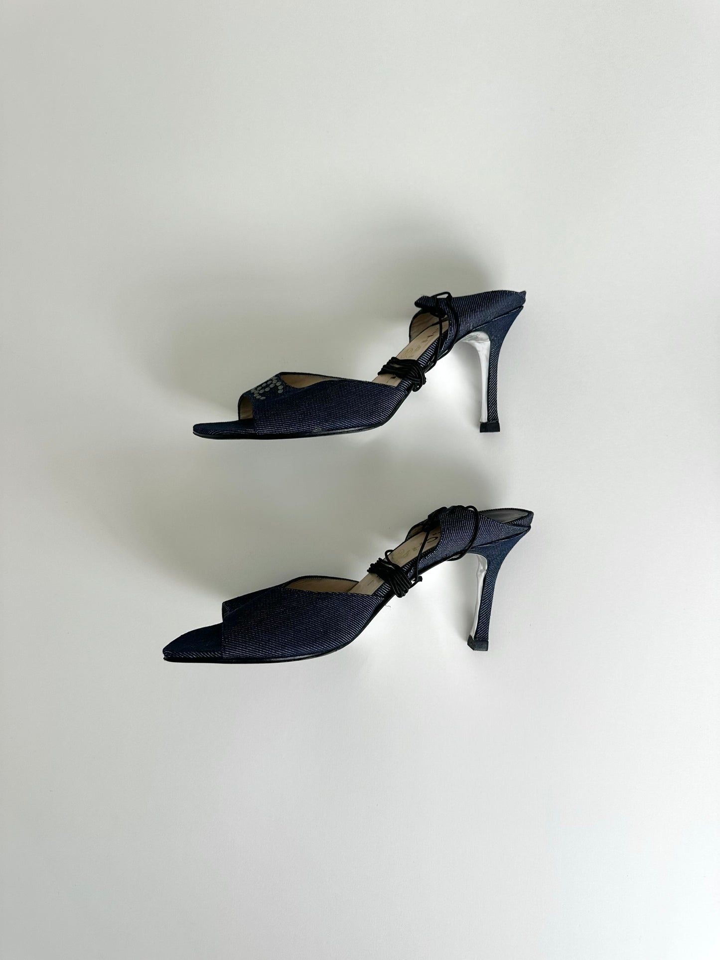 Chanel Denim Tie Up Sandals 38