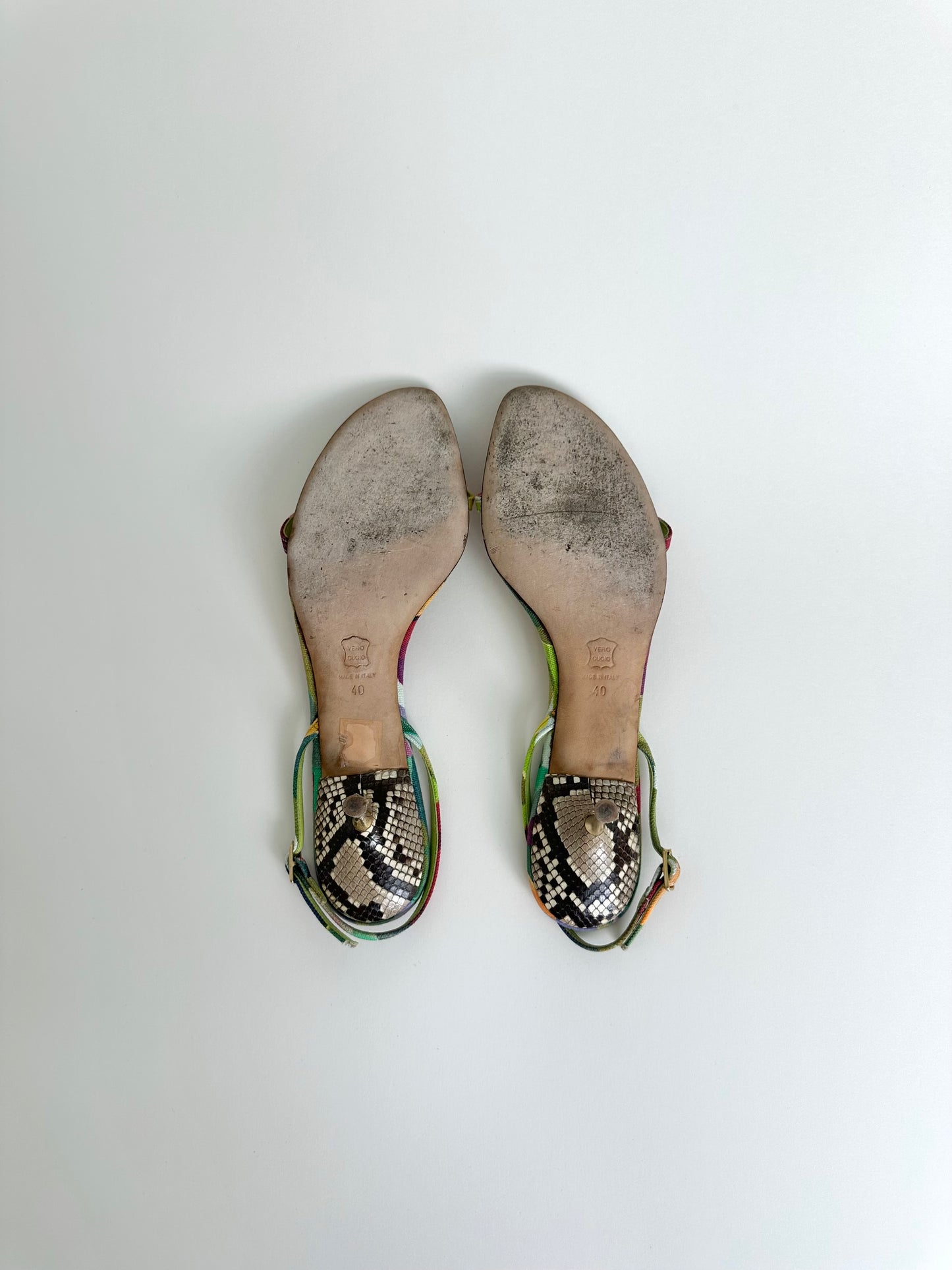 Moschino Multicolor Snakeskin Sandals 40