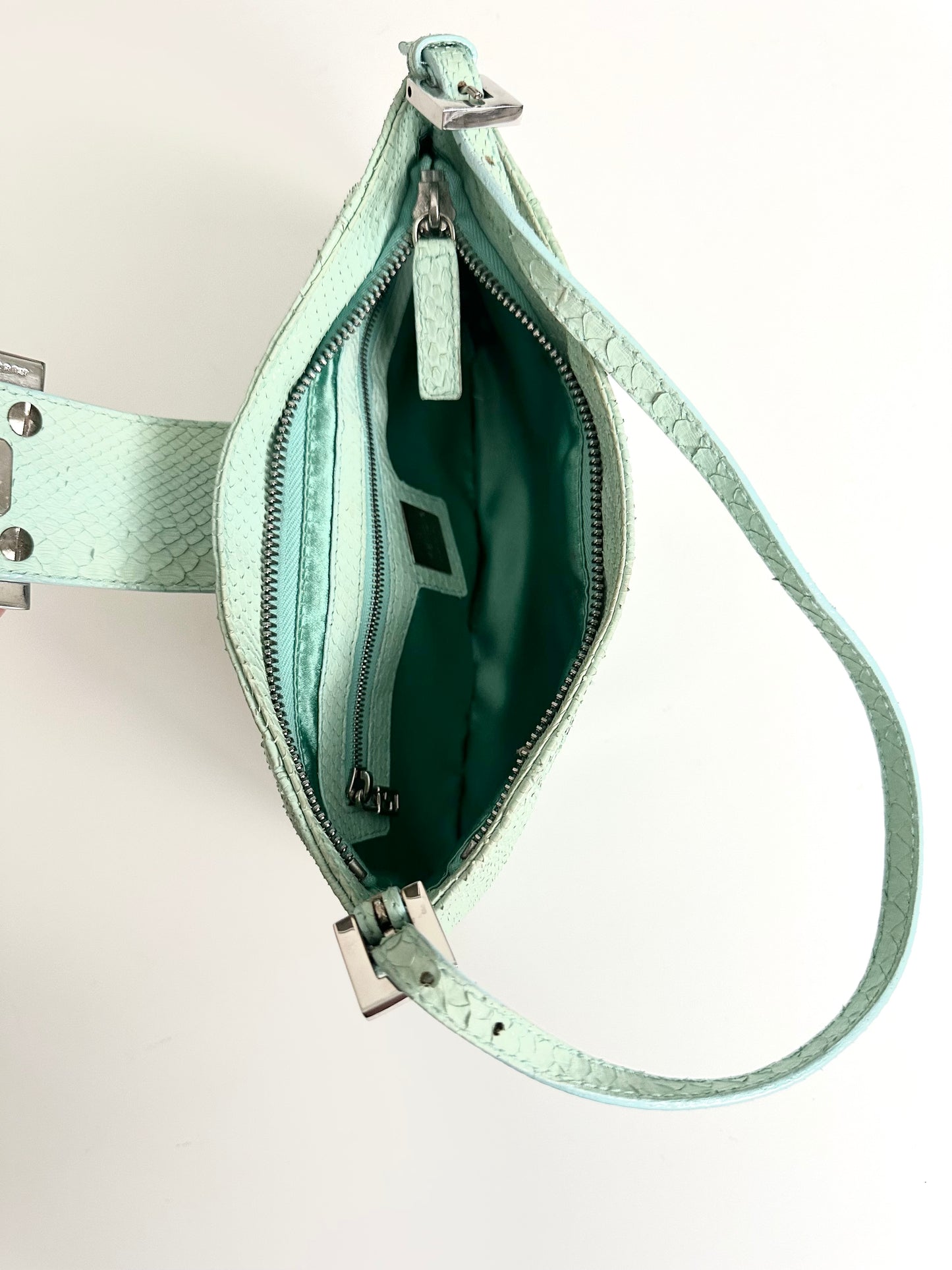 Fendi Light Blue Python Leather Bag