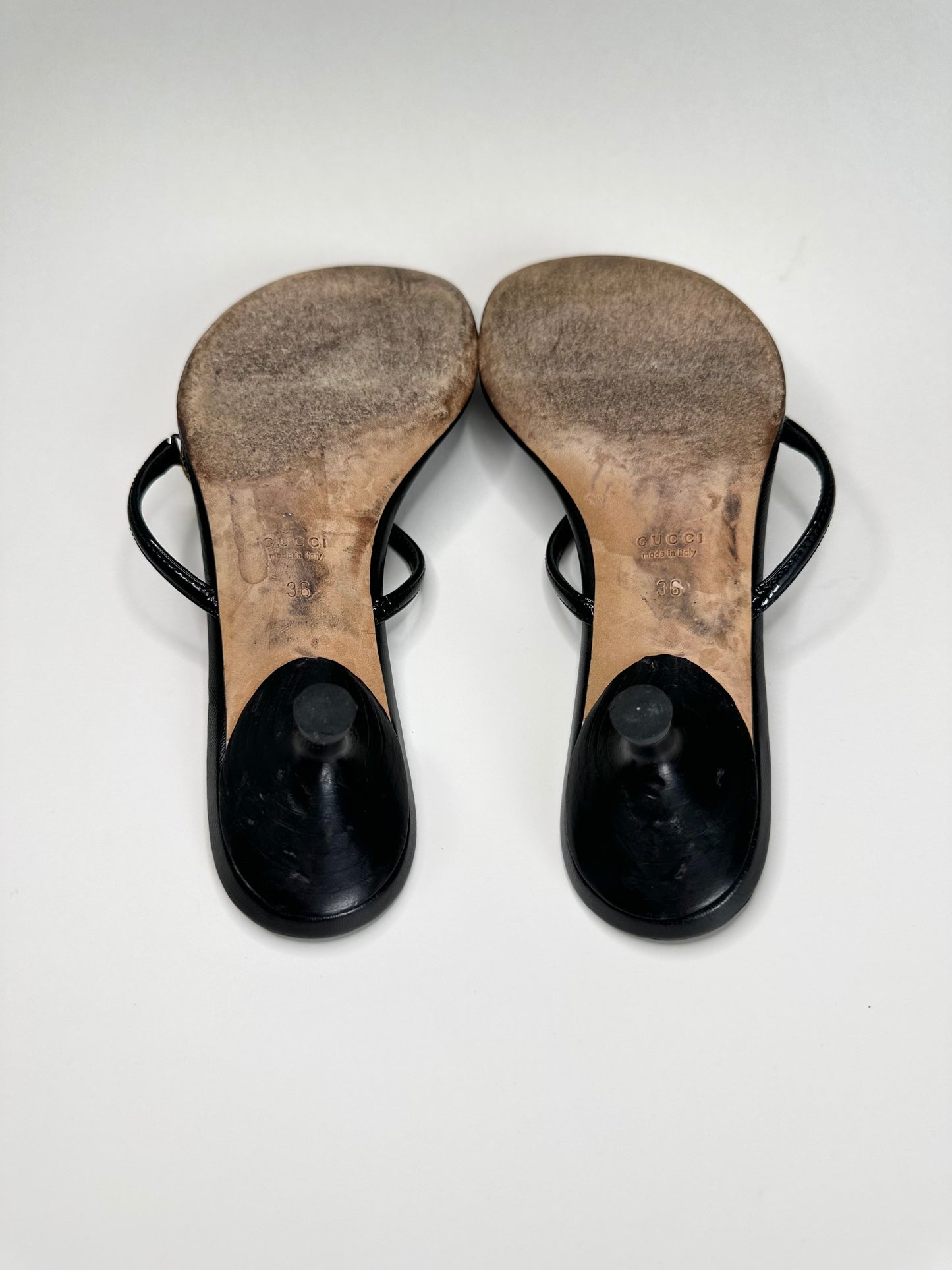 Gucci Black Heart Logo Sandals 36