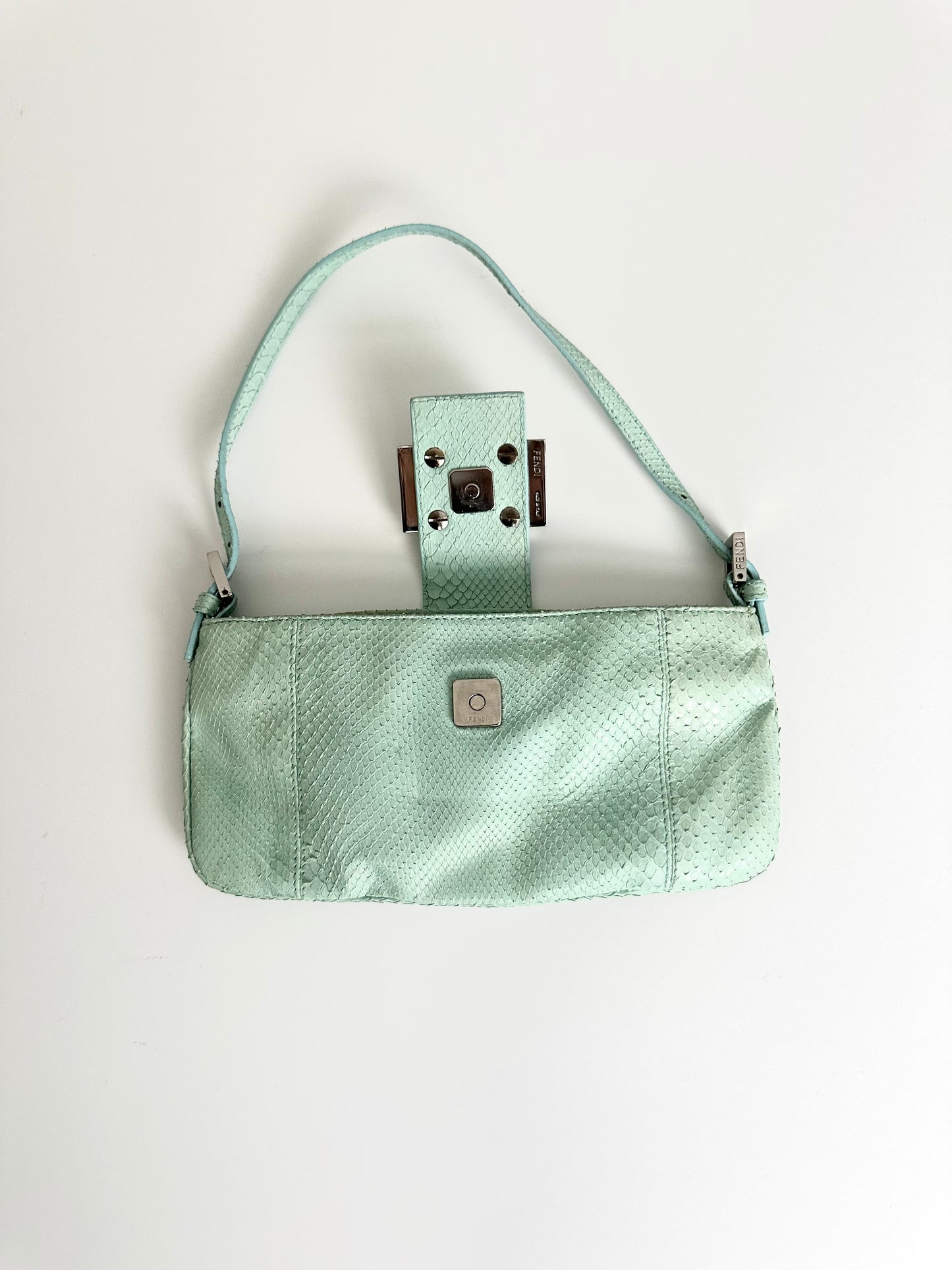 Fendi Light Blue Python Leather Bag