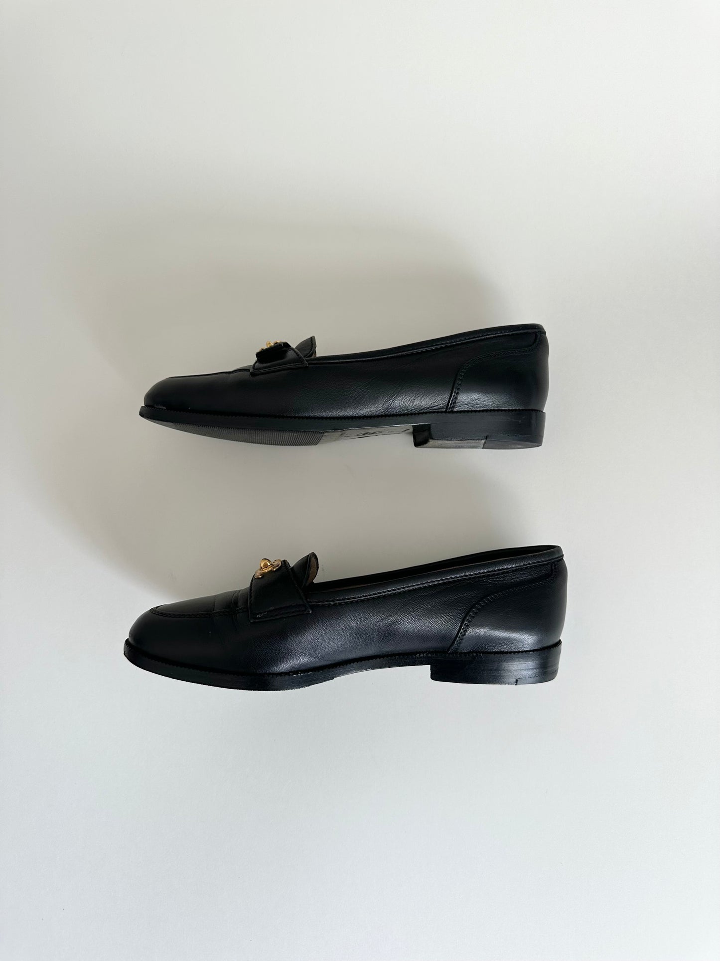 Chanel Black Turnlock Loafers 36.5
