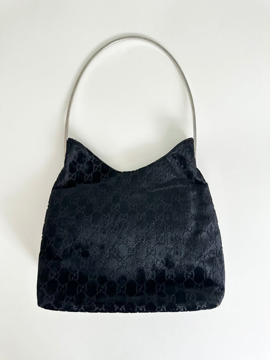 Gucci F/W 1997 Black Velvet Monogram Bag