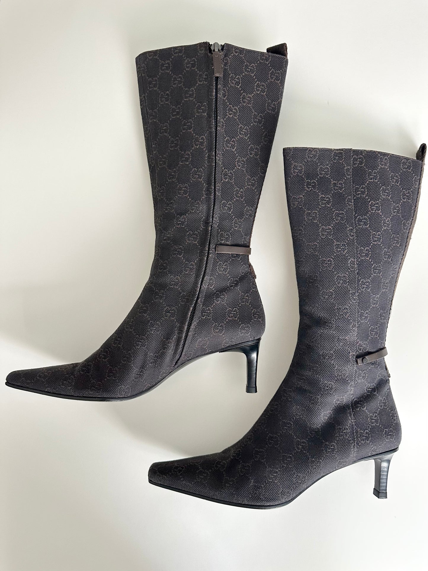 Gucci Brown Monogram Boots US 10