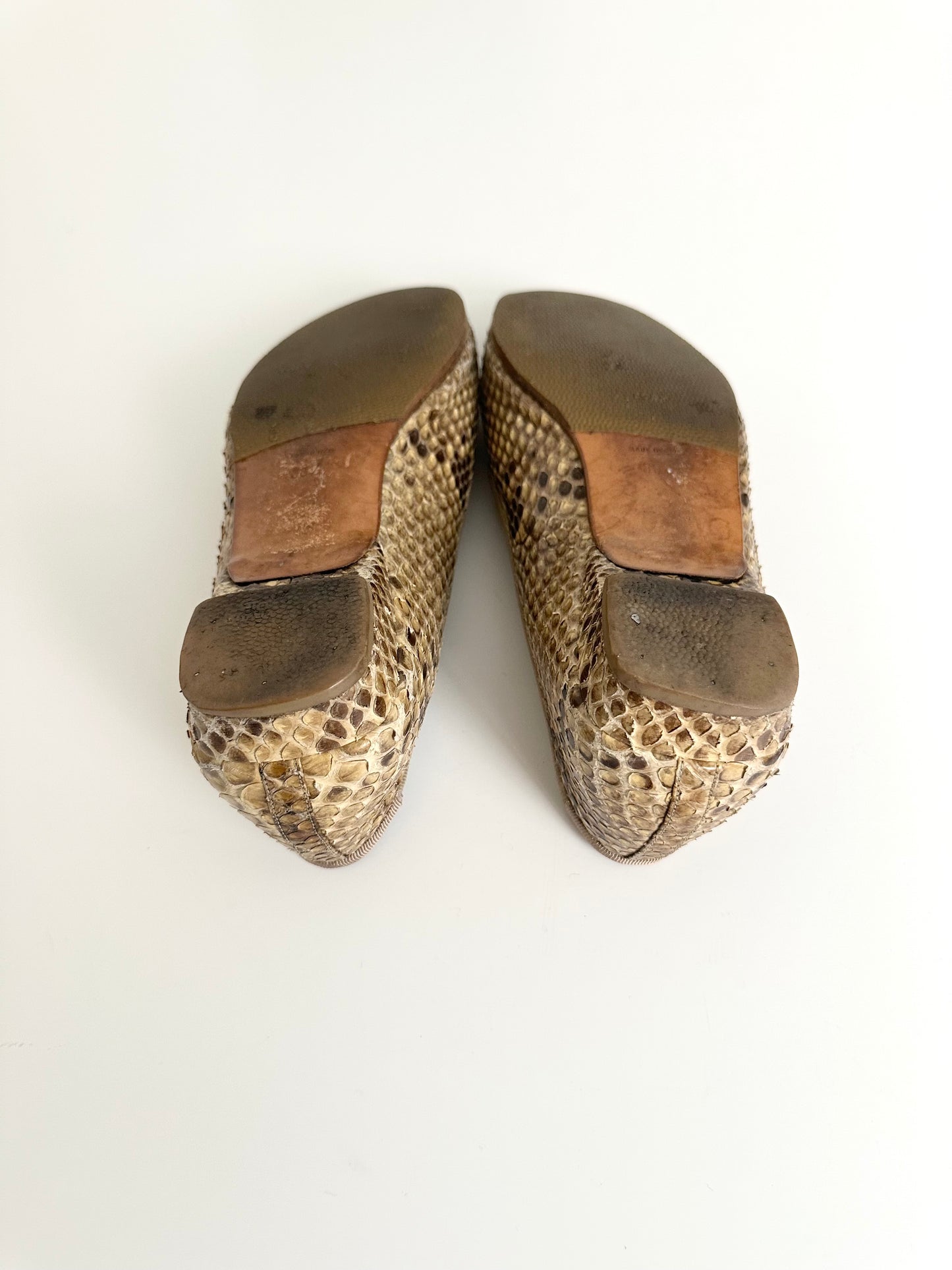 Chanel Beige Python Flats 38.5