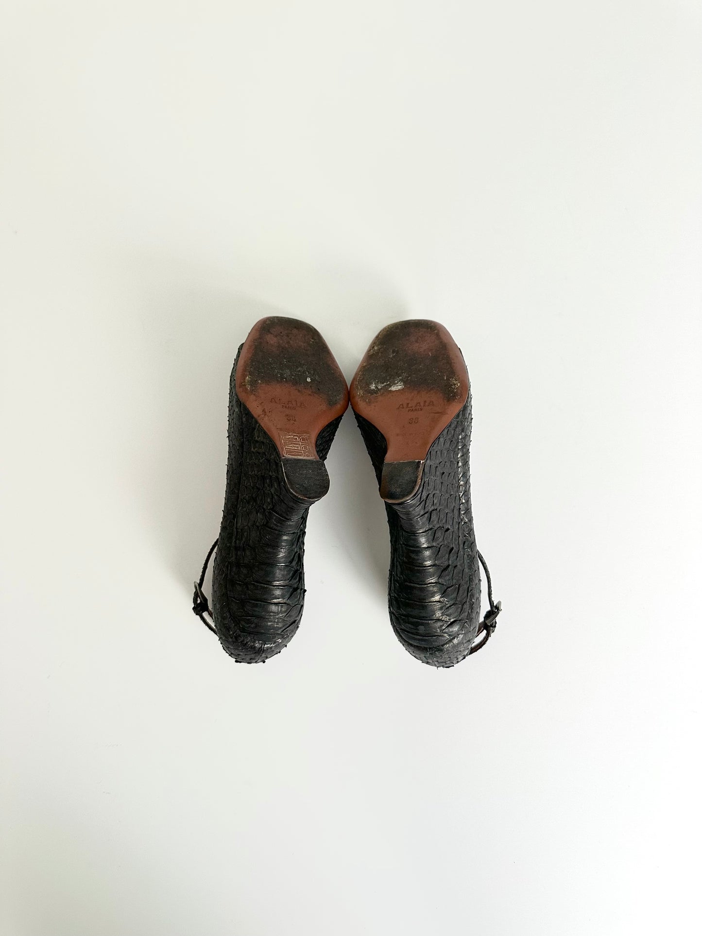 Alaïa Black Python Wedges 38