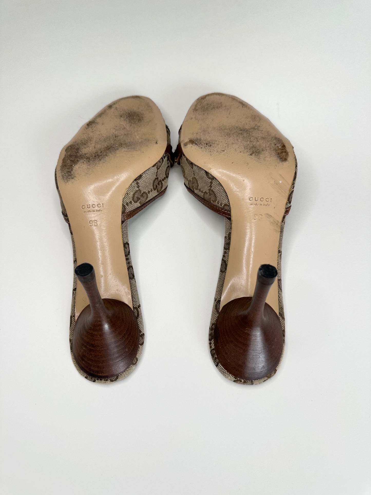 Gucci Monogram Bamboo Horsebit Sandals US 9