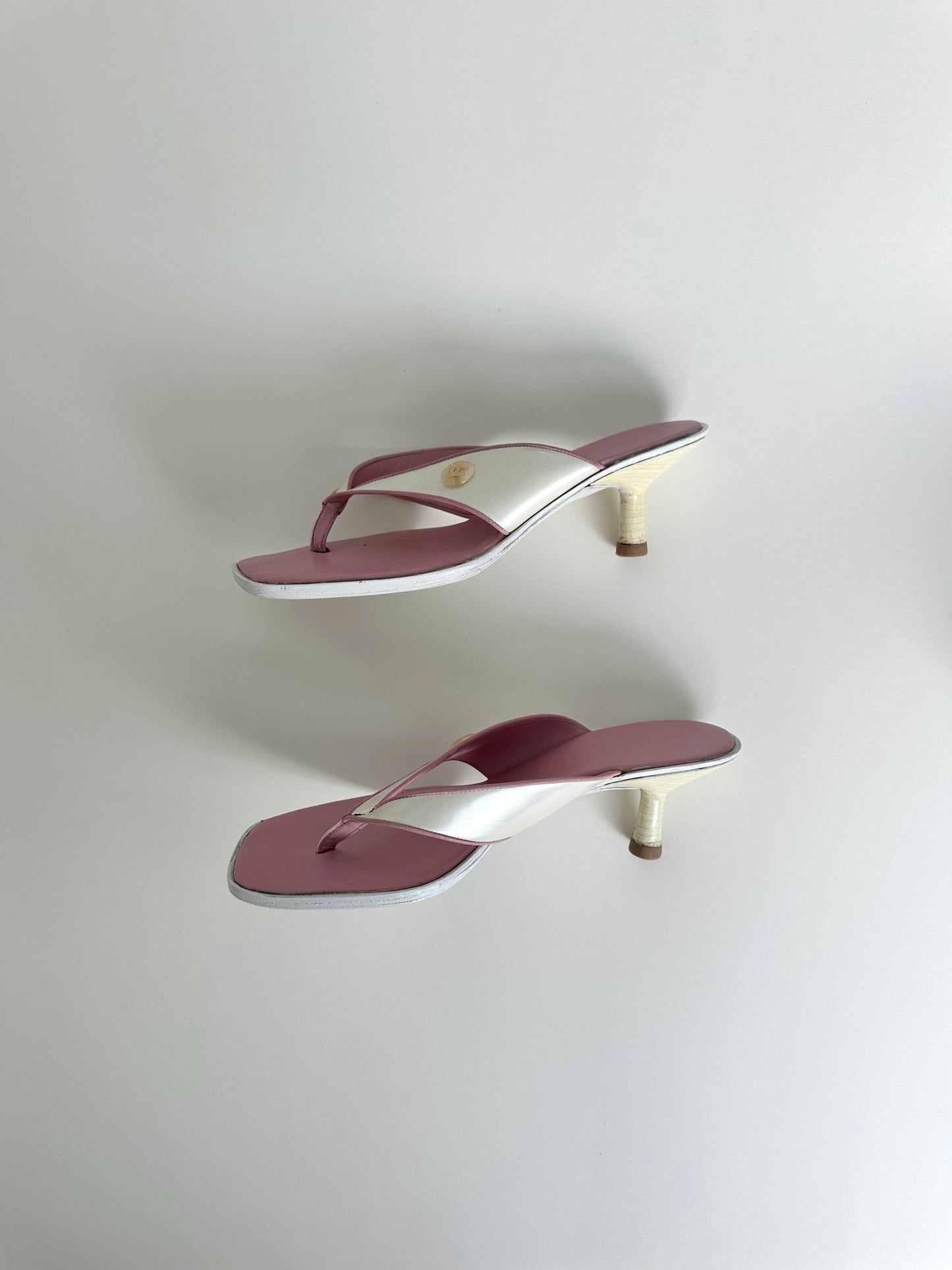 Chanel Pink Thong Sandal Heels 37