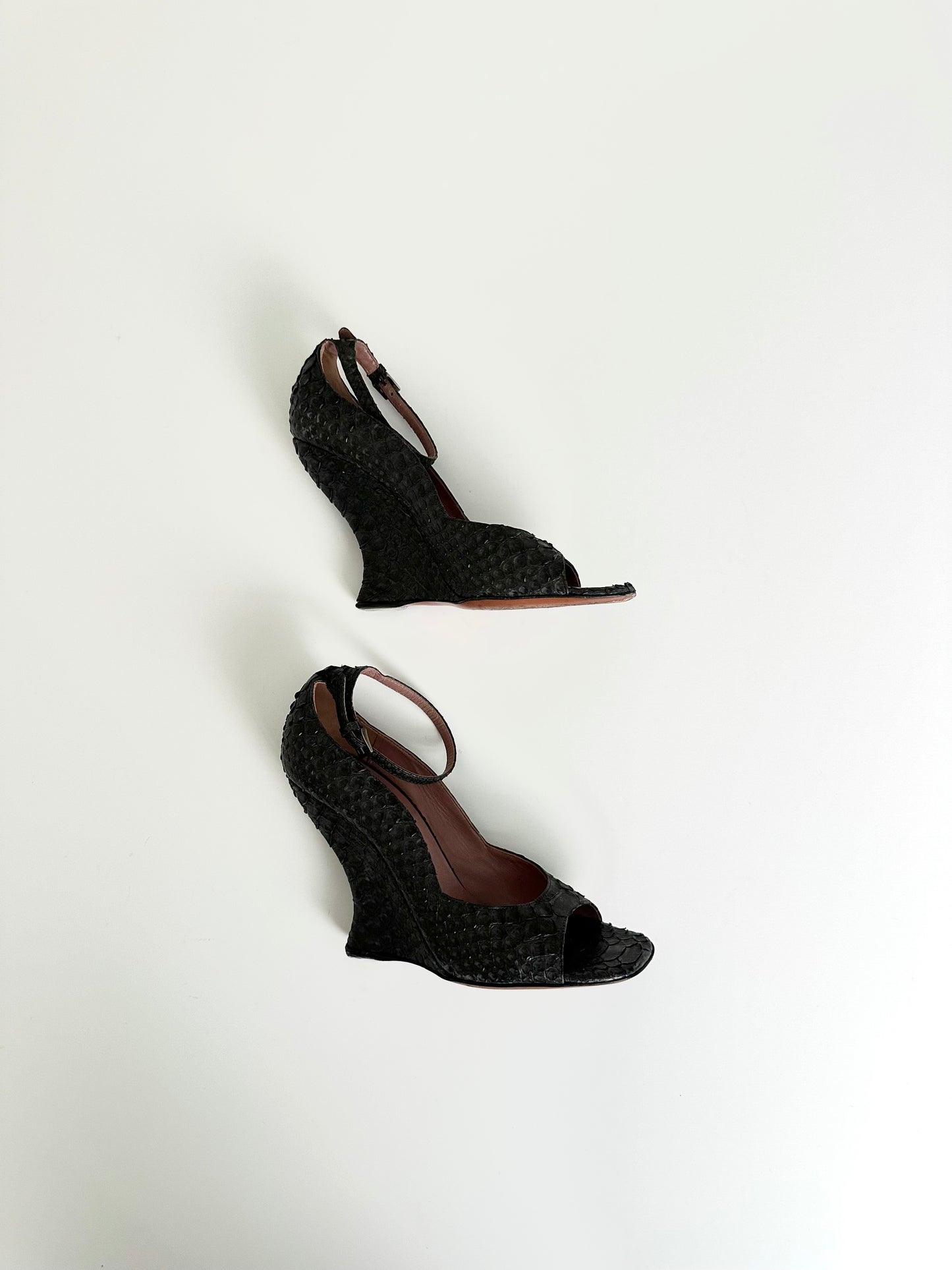 Alaïa Black Python Wedges 38