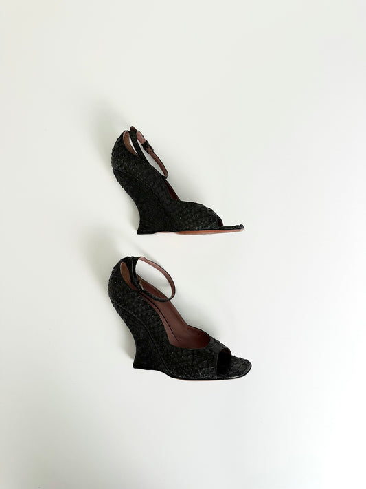 Alaïa Black Python Wedges 38