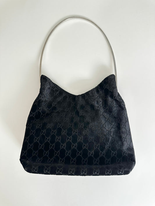 Gucci F/W 1997 Black Velvet Monogram Bag