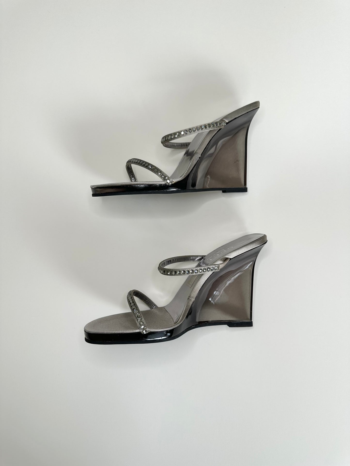 Gucci SS1998 Silver Lucite Wedges 36.5