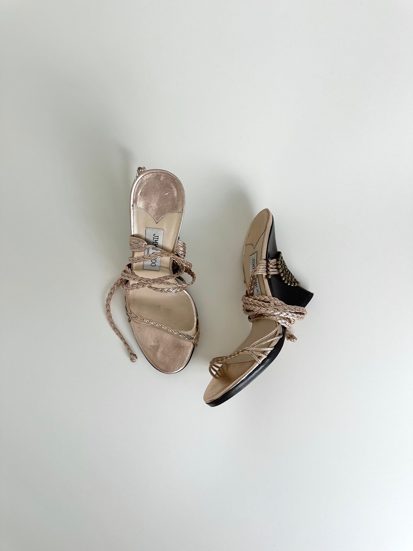 Jimmy Choo Rose Gold Geisha Wedges 37.5
