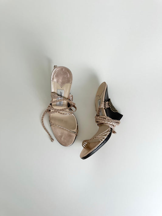 Jimmy Choo Rose Gold Geisha Wedges 37.5