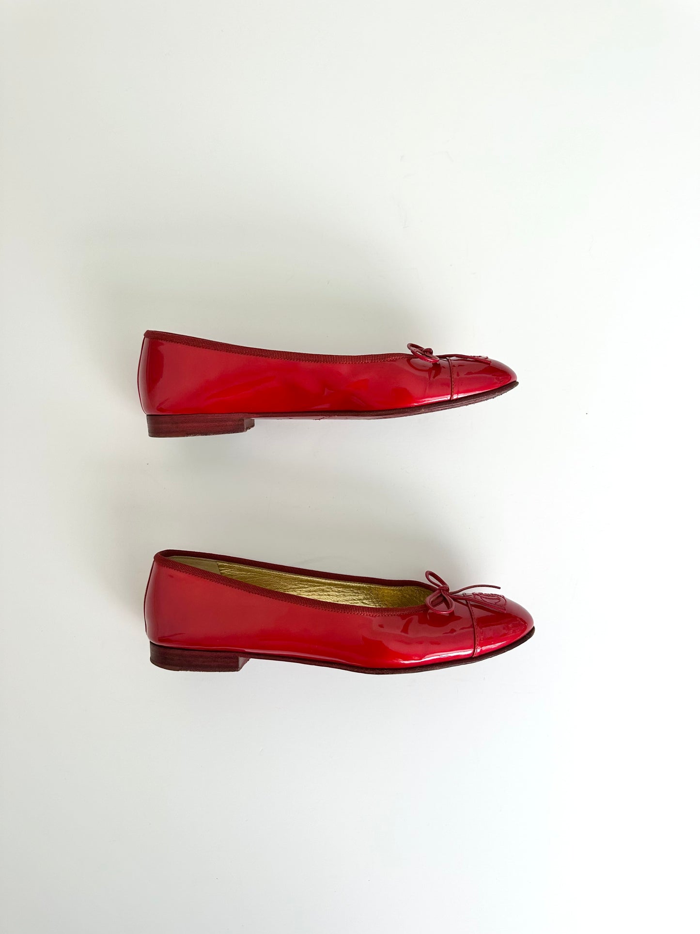 Chanel Red Patent Ballet Flats 37.5