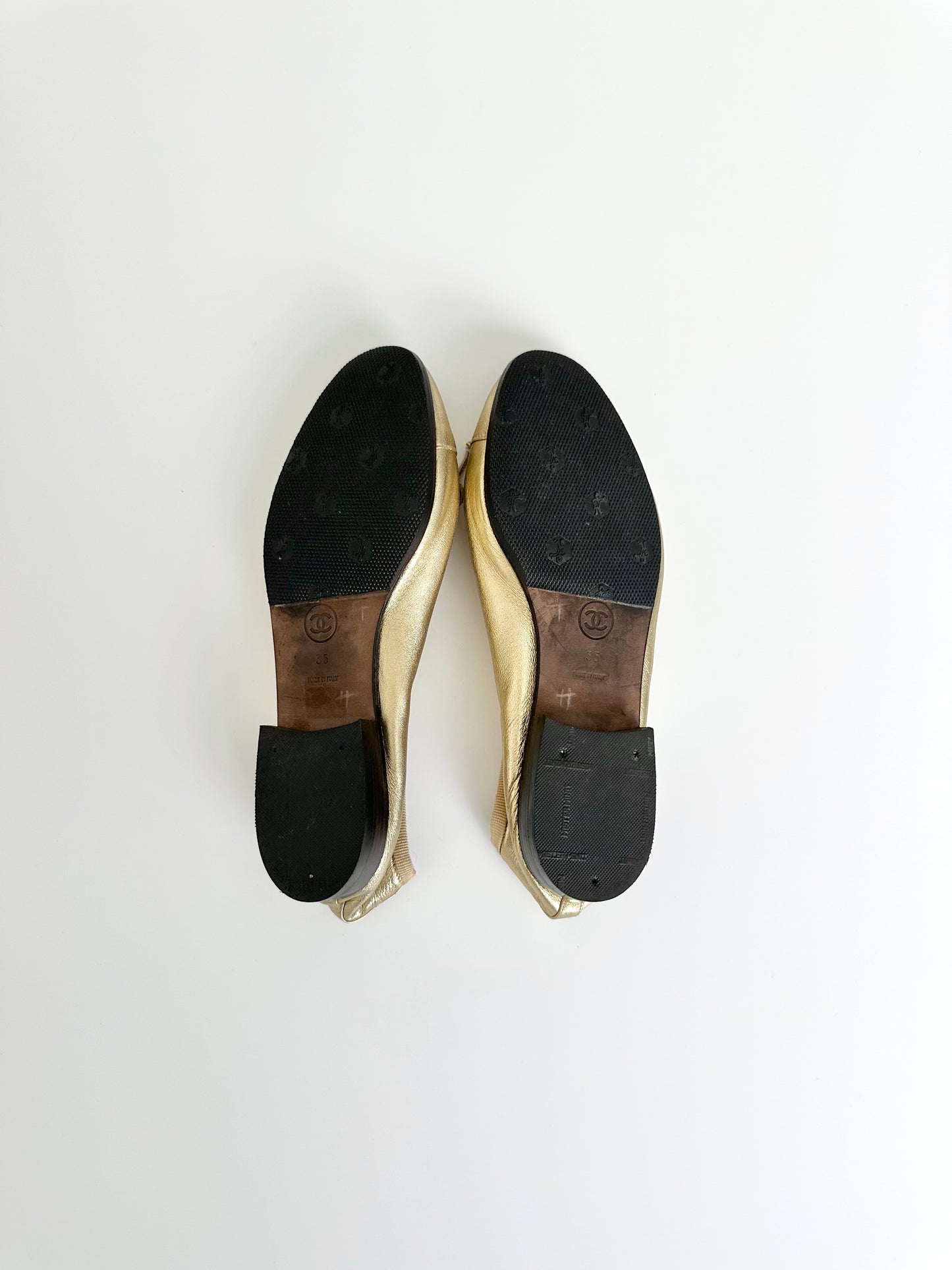 Chanel Metallic Gold Ballet Flats 35