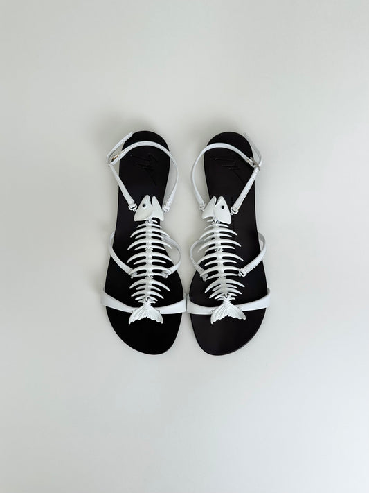 Giuseppe Zanotti White Fishbone Sandals 39