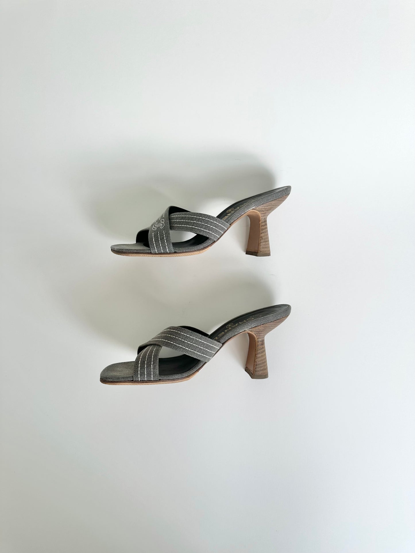 Chanel Denim Logo Sandals 36