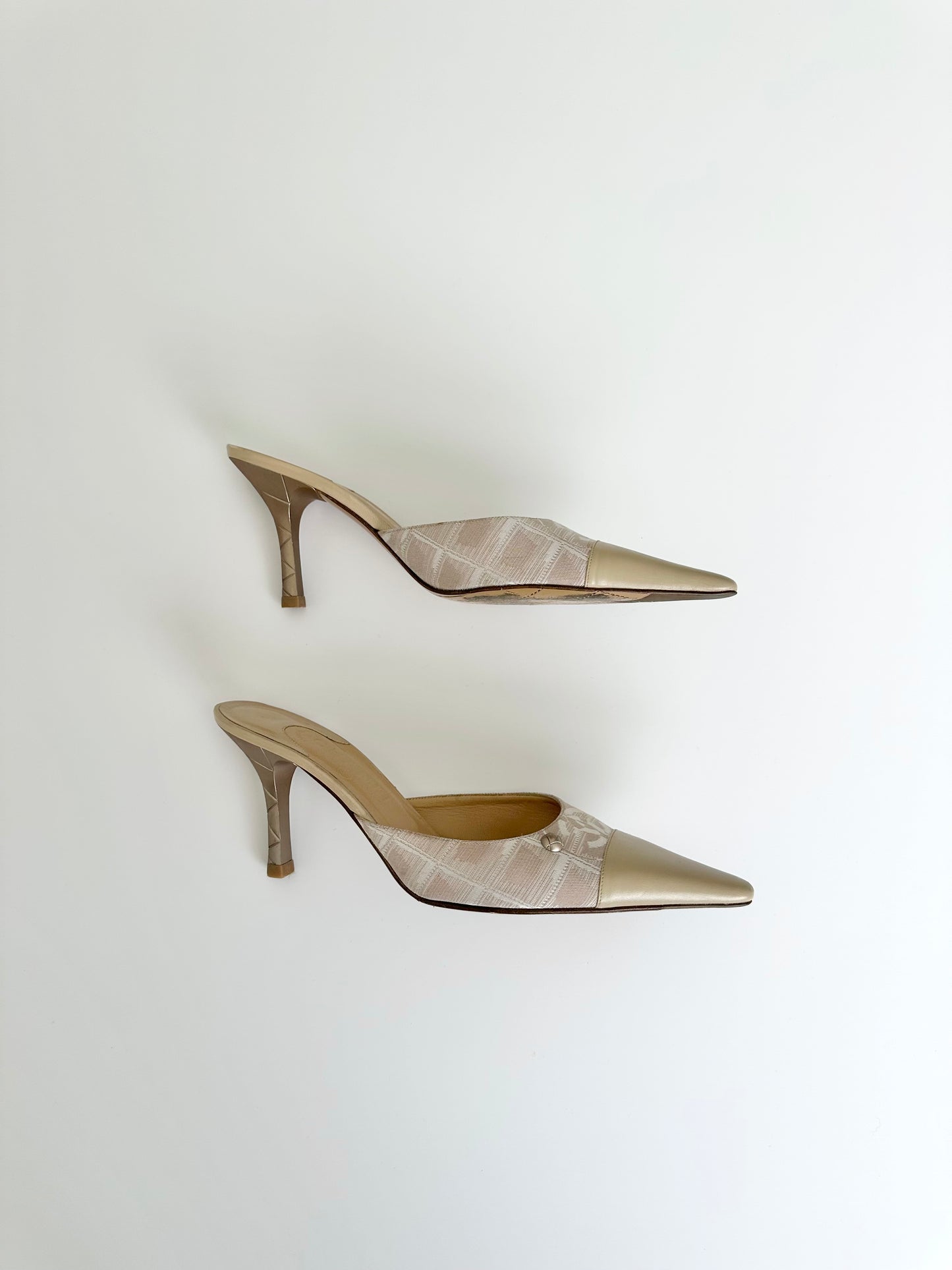 Chanel Beige Canvas Travel Line Mules 41