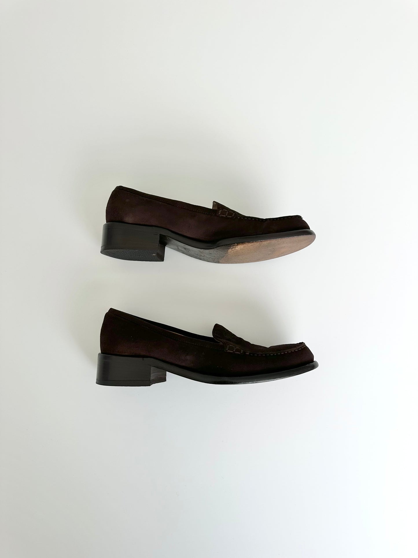 Chanel Brown Suede Logo Loafers 39.5