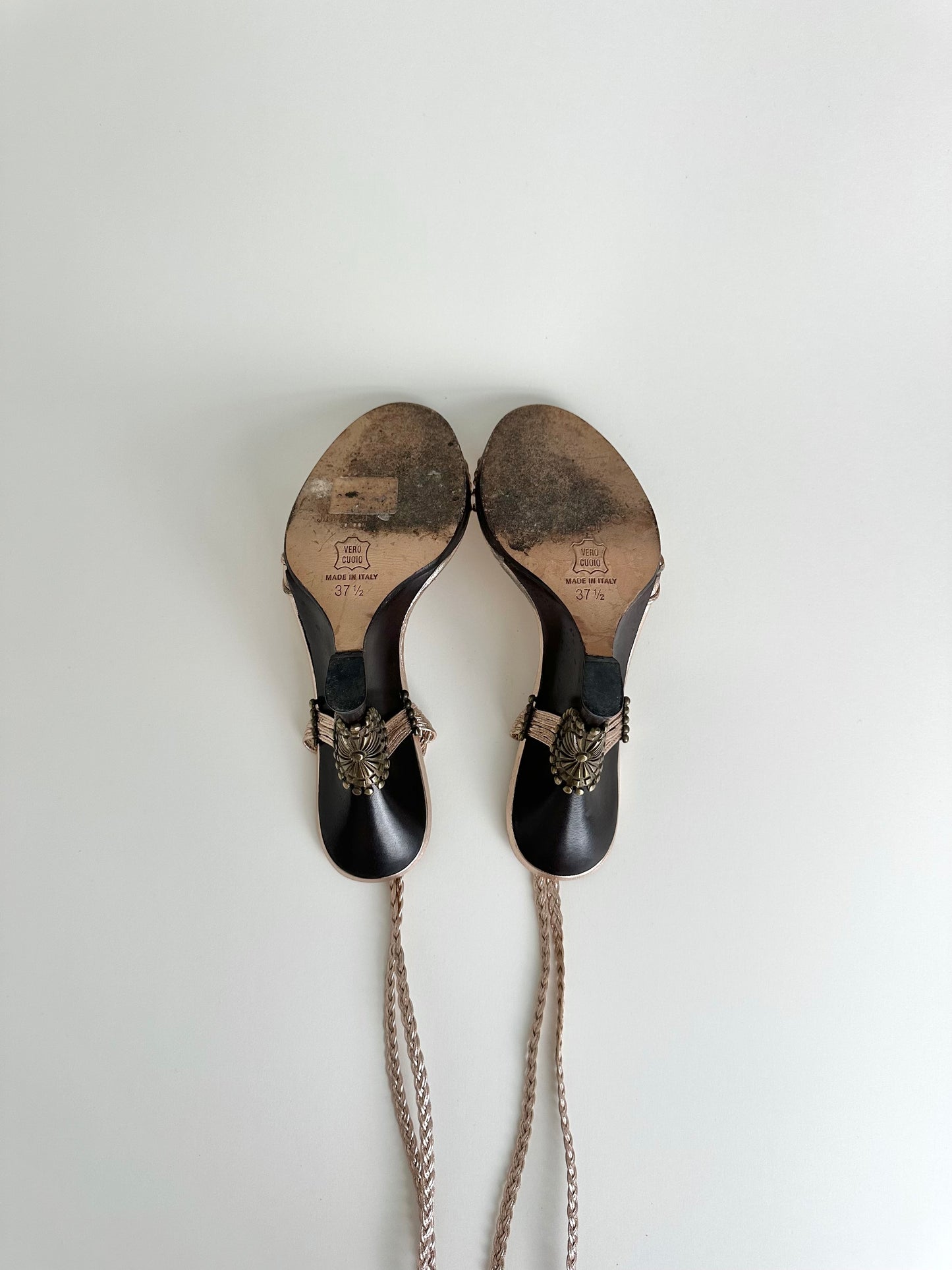 Jimmy Choo Rose Gold Geisha Wedges 37.5