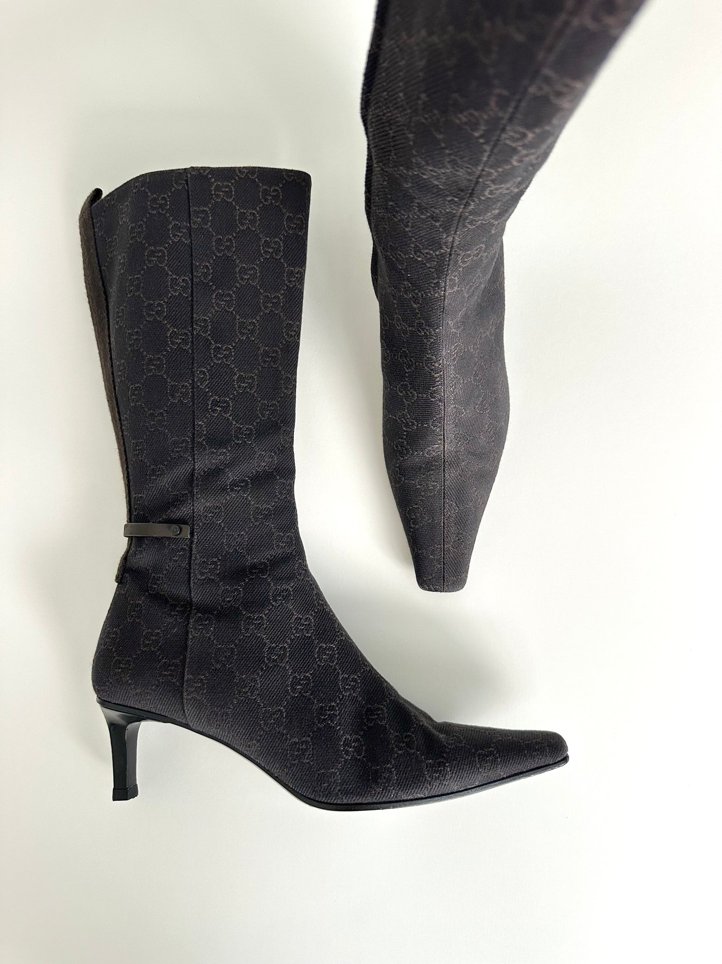 Gucci Brown Monogram Boots US 10