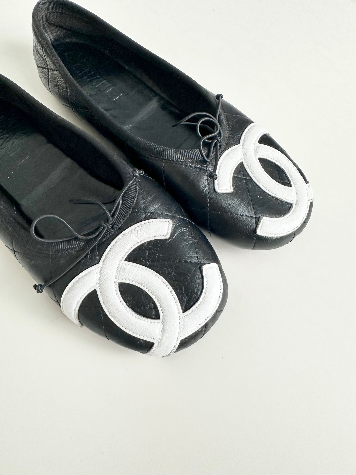Chanel Black Cambon Flats 37