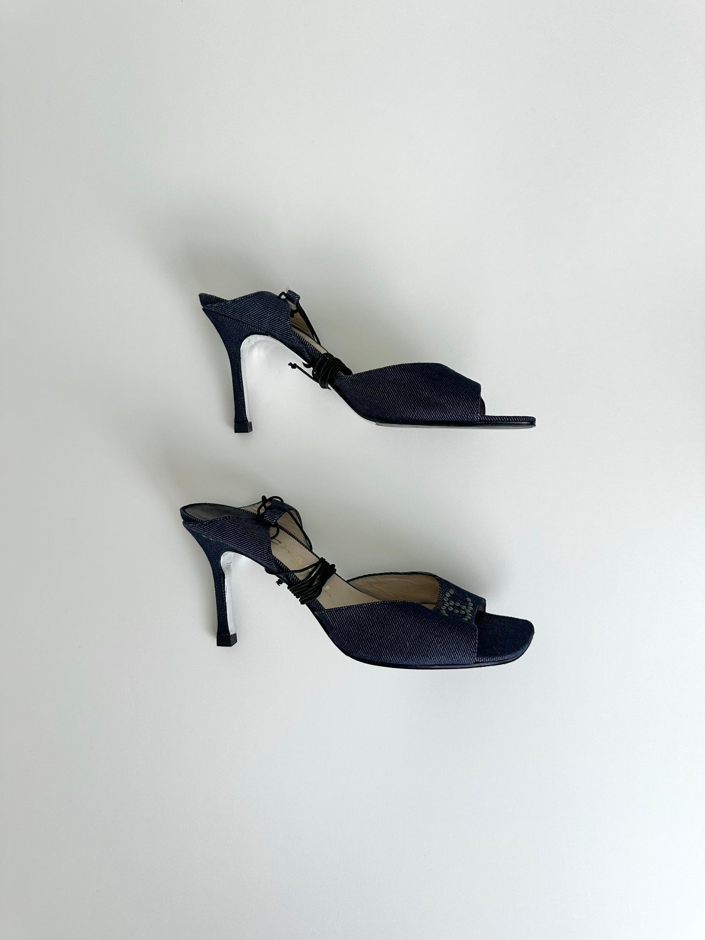 Chanel Denim Tie Up Sandals 38