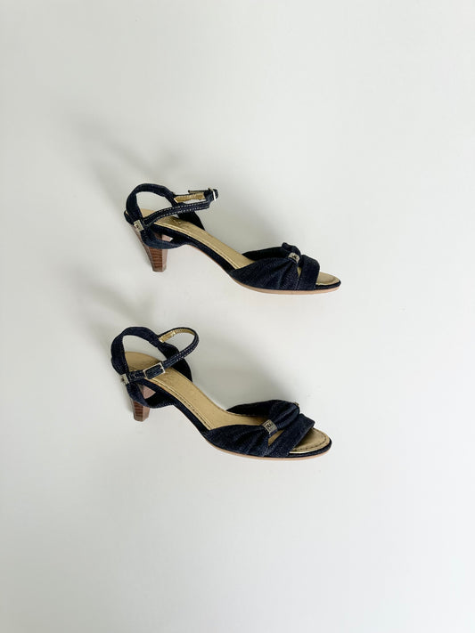 Chanel Denim Kitten Sandals 35