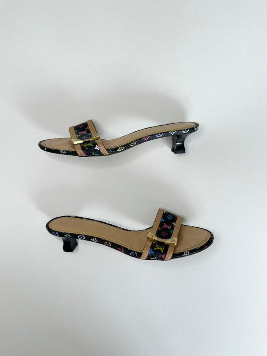 Louis Vuitton Black Multicolor Sandals 40