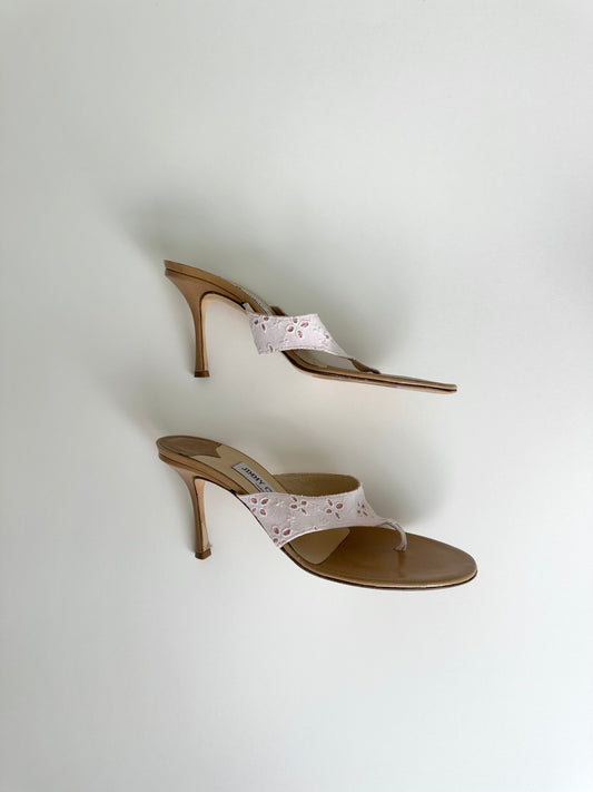 Jimmy Choo Pink Eyelet Thongs 39.5
