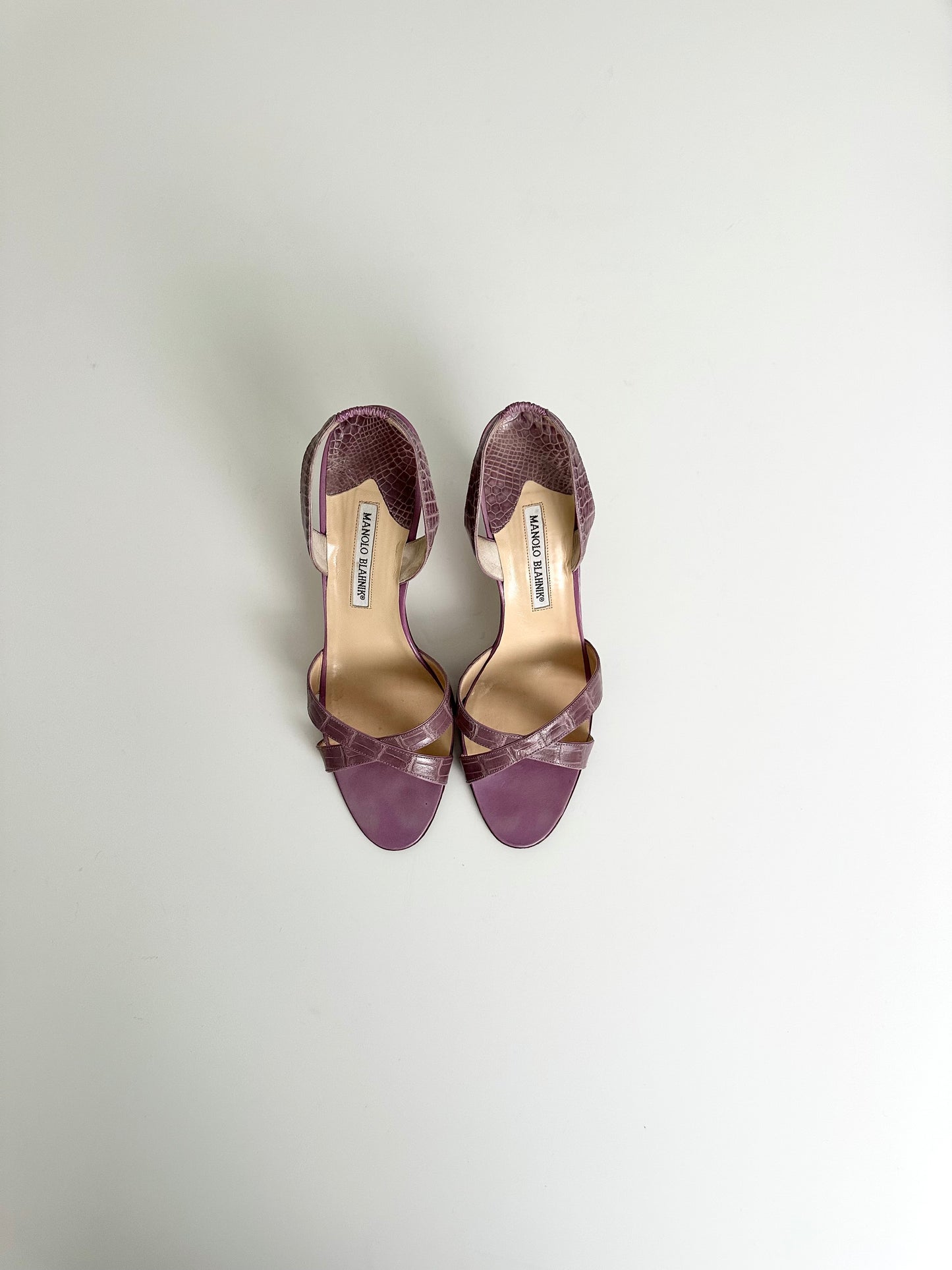 Manolo Blahnik Purple Croc Callasli Slingback 41