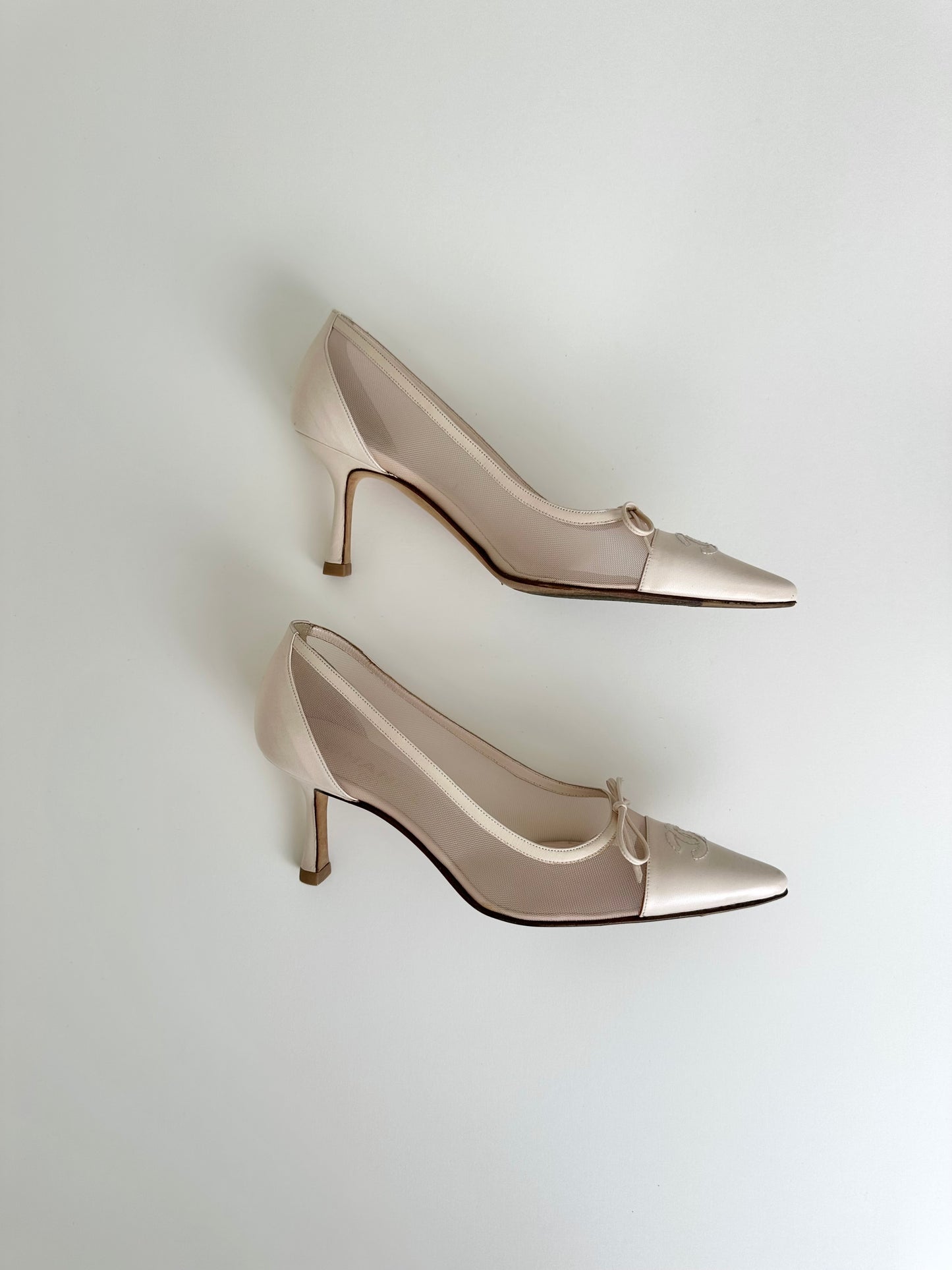Chanel Light Pink Mesh Pumps 37