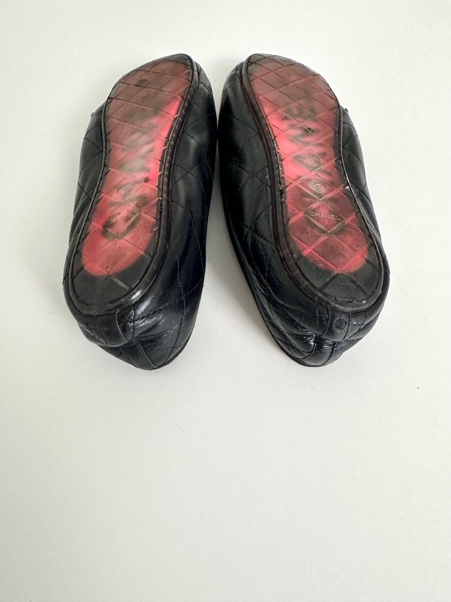 Chanel Black Cambon Flats 37