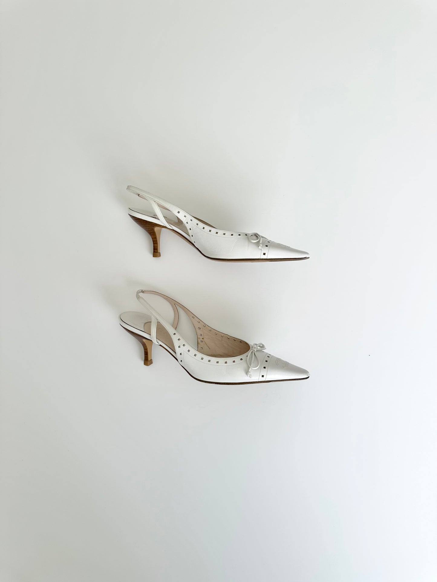 Chanel White Logo Slingbacks 35.5